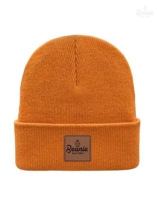 Cuffed Beanie - Circular knit  Winter Hat - Traditional - Solid - Orange