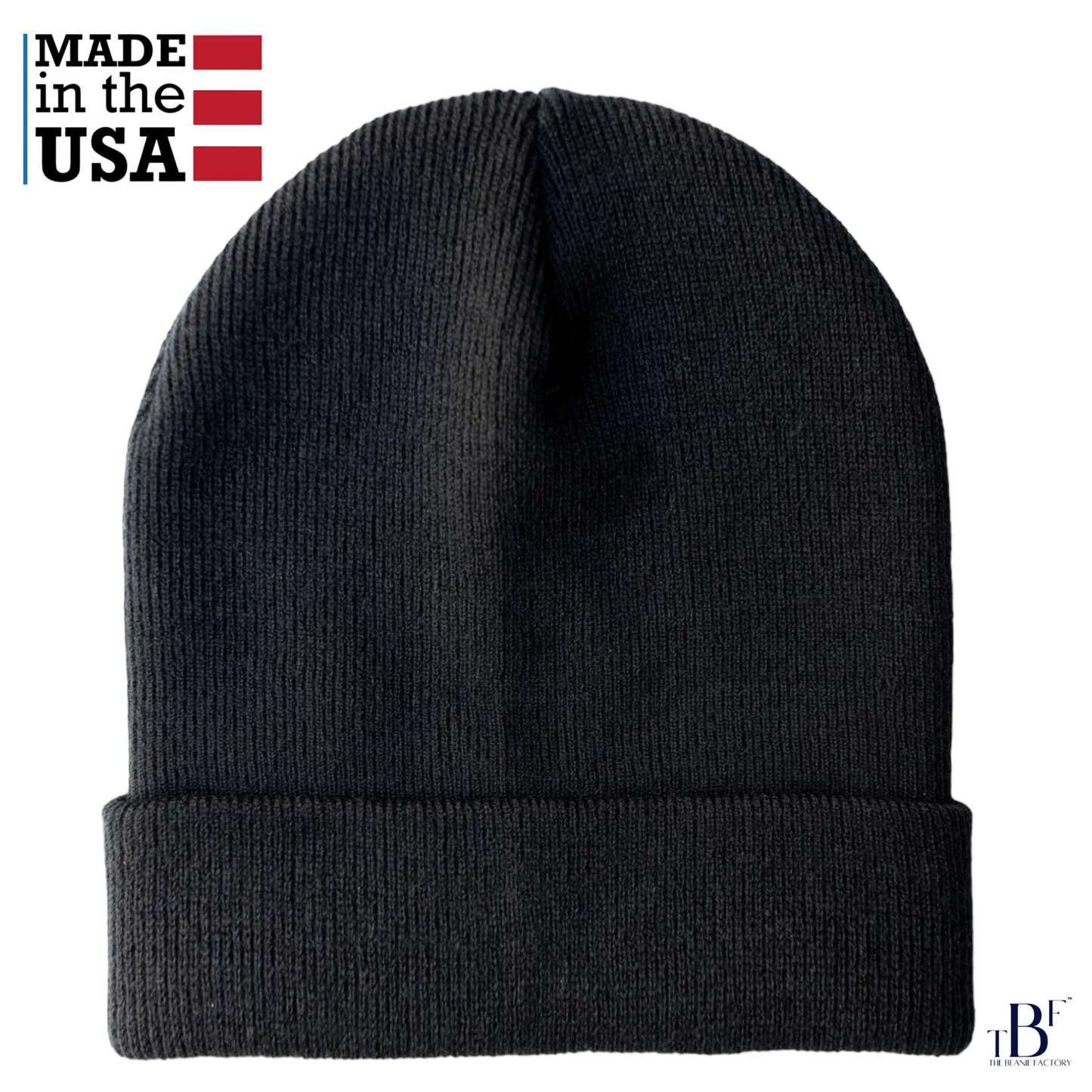 Blank Beanie Factory Cuffed Winter Hat. Wholesale price, Premium Quality, Made in U.S.A.