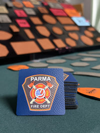 Example of UV printed Logo on leatherette patch and why its better than embroidery. 