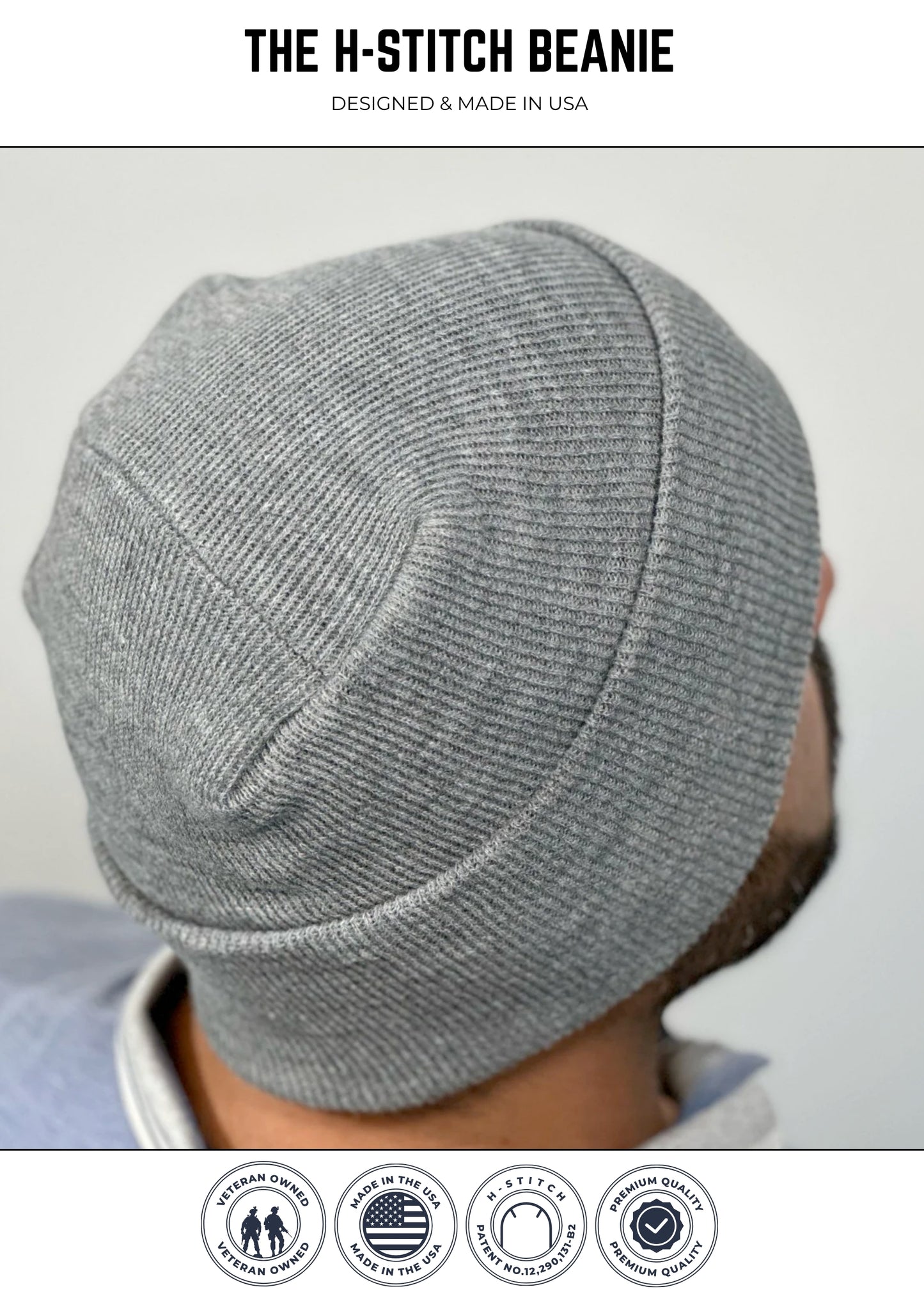 Cuffed Beanie - Circular knit  Winter Hat - H-Stitch - Solid - Burgundy