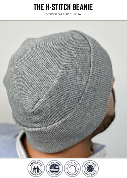 Cuffed Beanie - Circular knit  Winter Hat - H-Stitch - Solid - Burgundy
