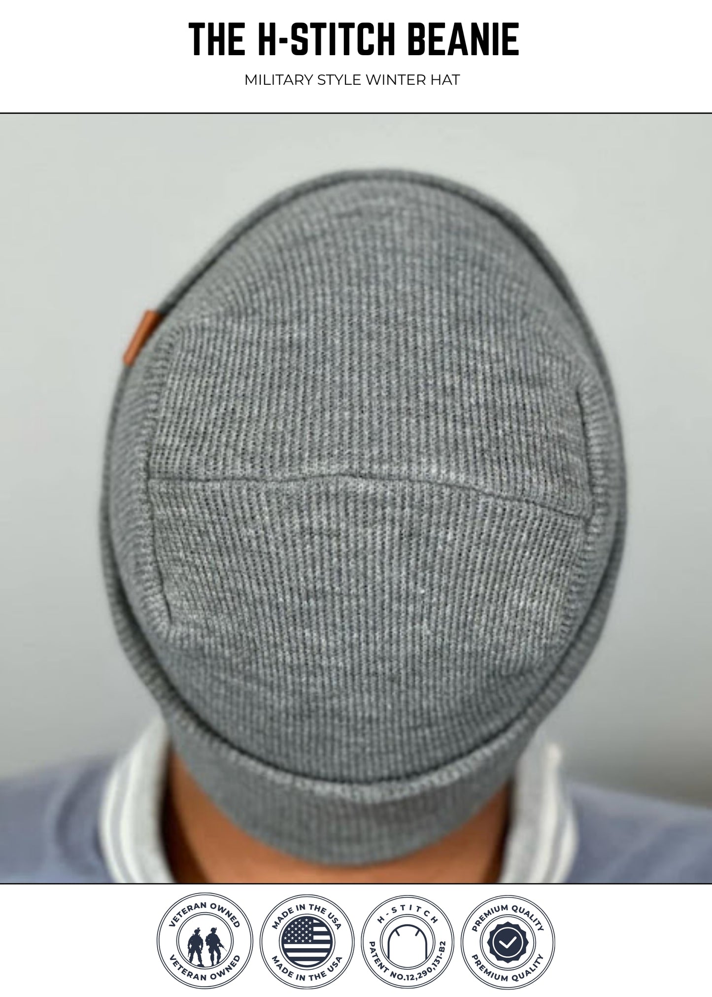 Cuffed Beanie - Circular knit  Winter Hat - H-Stitch - Solid - Burgundy