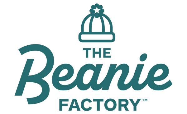 Logo of The Beanie Factory with a stylized beanie icon on a white background