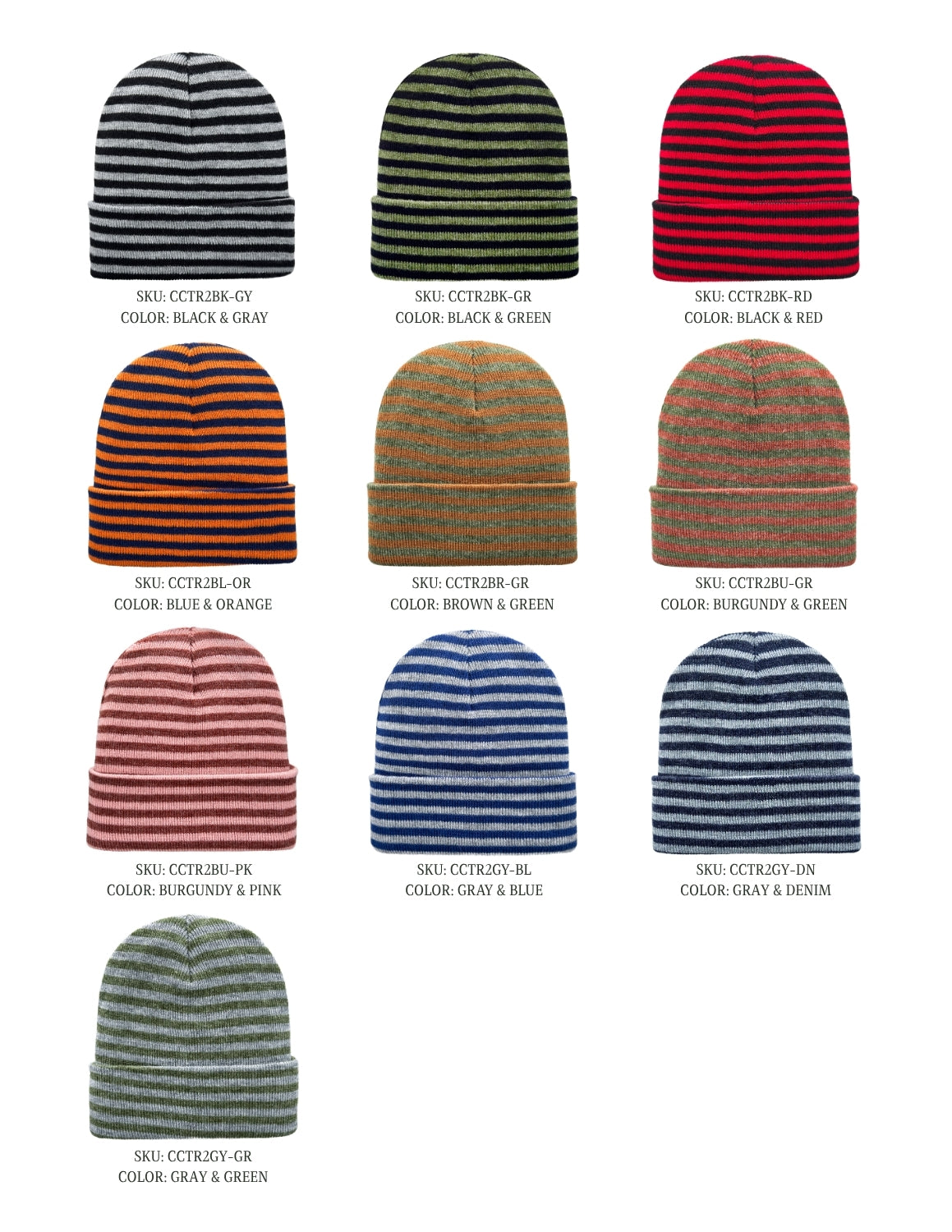 Cuffed Beanie - Circular knit  Winter Hat - Traditional - Roro - Gray / Denim