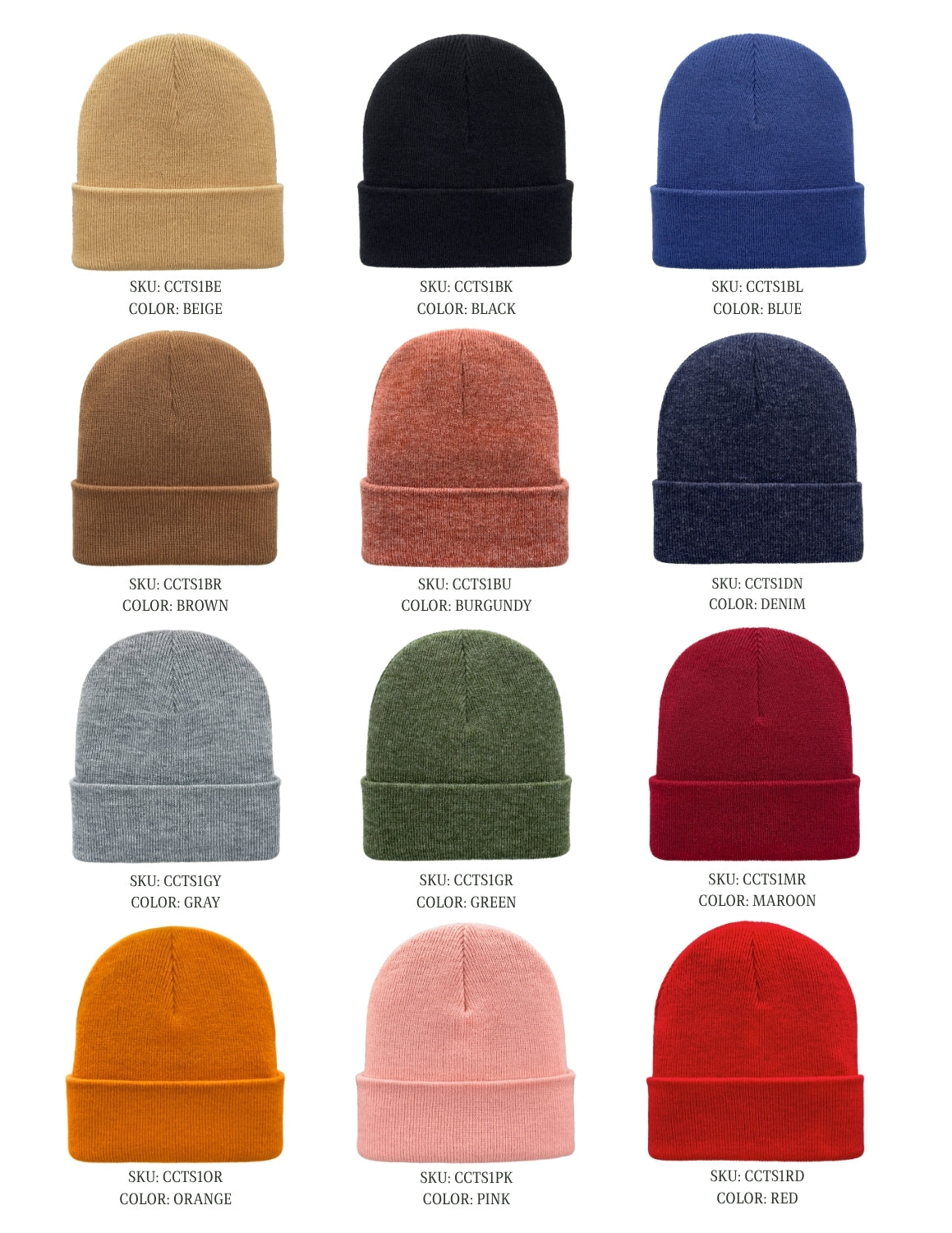 Cuffed Beanie - Circular knit  Winter Hat - Traditional - Solid - Gray