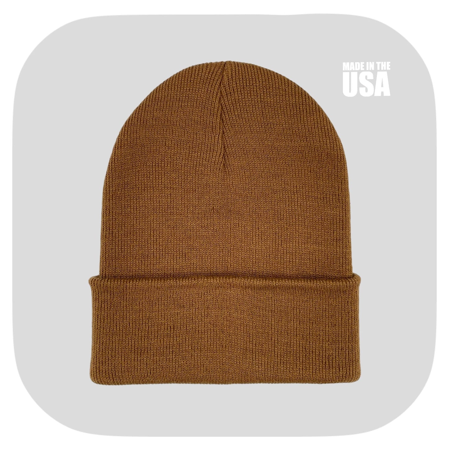 Blank Beanie Factory Cuffed Winter Hat, Wholesale price, Premium Quality, Beige, Made in U.S.A - The Beanie Factory