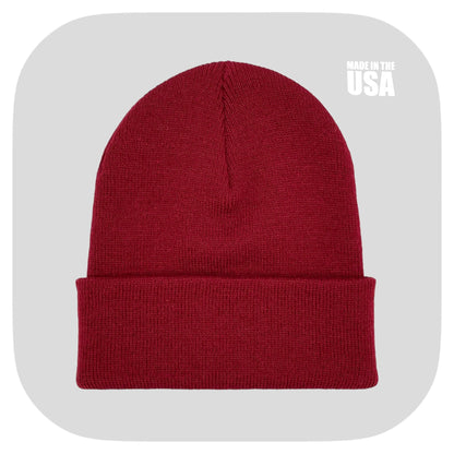 Blank Beanie Factory Cuffed Winter Hat, Wholesale price, Premium Quality, Black, Made in U.S.A - The Beanie Factory