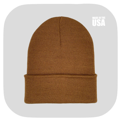 Blank Beanie Factory Cuffed Winter Hat, Wholesale price, Premium Quality, Brown, Made in U.S.A - The Beanie Factory