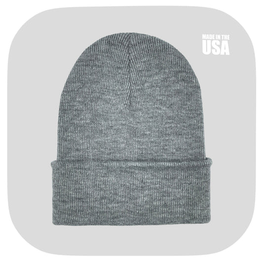 Blank Beanie Factory Cuffed Winter Hat, Wholesale price, Premium Quality, Gray, Made in U.S.A - The Beanie Factory