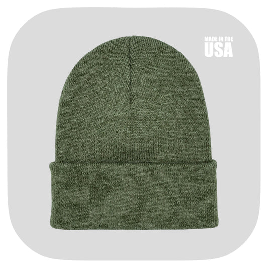 Blank Beanie Factory Cuffed Winter Hat, Wholesale price, Premium Quality, Green, Made in U.S.A - The Beanie Factory