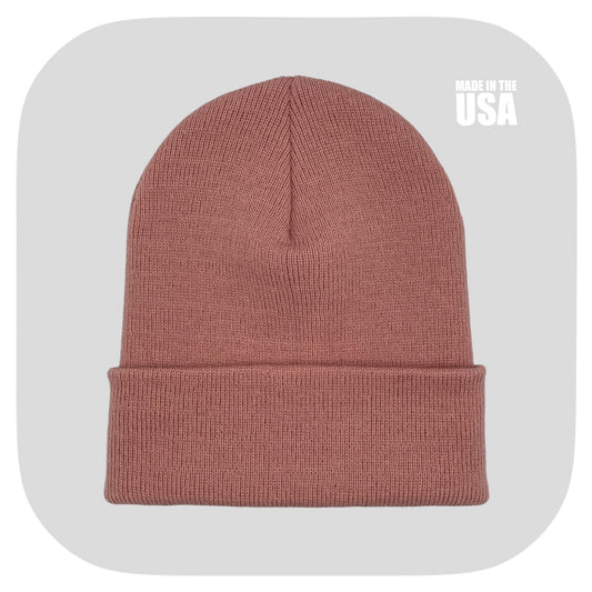 Blank Beanie Factory Cuffed Winter Hat, Wholesale price, Premium Quality, Pink, Made in U.S.A - The Beanie Factory