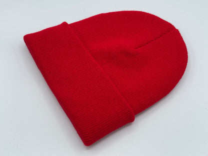 Blank Beanie Factory Cuffed Winter Hat, Wholesale price, Premium Quality, Red, Made in U.S.A - The Beanie Factory