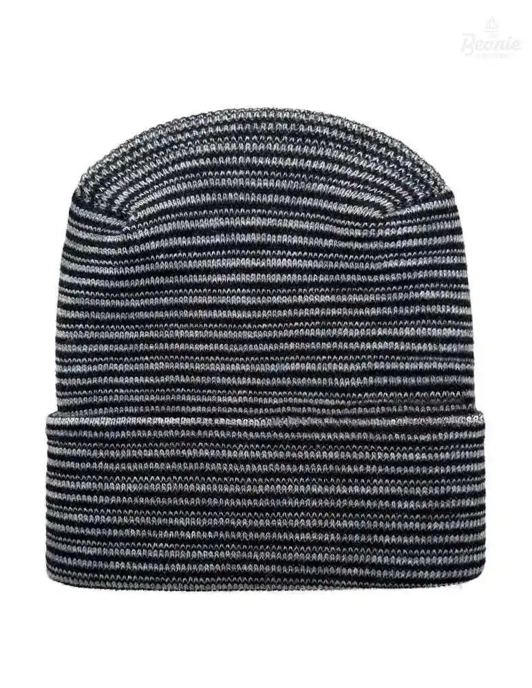 Cuffed Beanie - Circular knit  Winter Hat - H-Stitch - Contrast - Black / Gray The Beanie Factory Custom, Personlize 