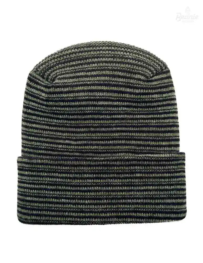 Cuffed Beanie - Circular knit  Winter Hat - H-Stitch - Contrast - Black / Green The Beanie Factory Custom, Personlize 