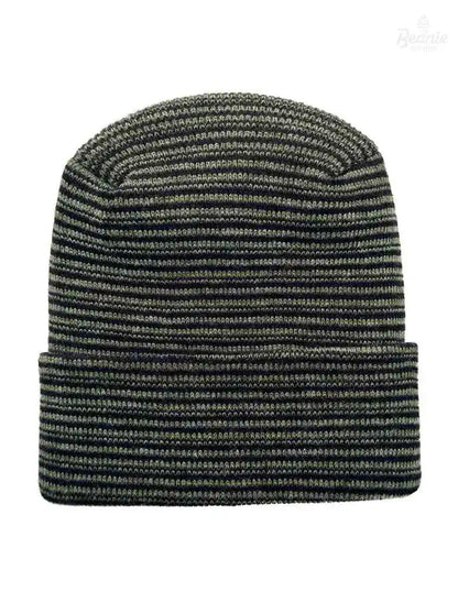 Cuffed Beanie - Circular knit  Winter Hat - H-Stitch - Contrast - Black / Green The Beanie Factory Custom, Personlize 