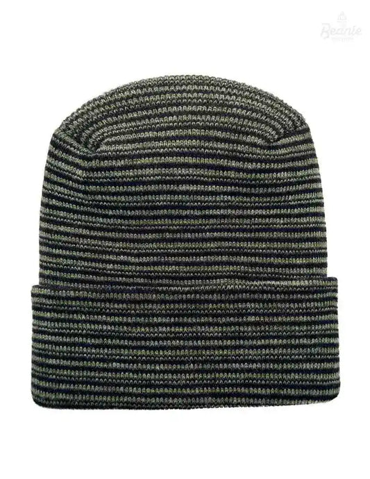 Cuffed Beanie - Circular knit  Winter Hat - H-Stitch - Contrast - Black / Green The Beanie Factory Custom, Personlize 
