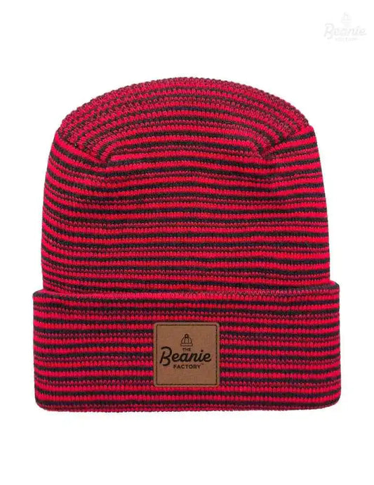 Cuffed Beanie - Circular knit  Winter Hat - H-Stitch - Contrast - Black / Red The Beanie Factory Custom, Personlize 