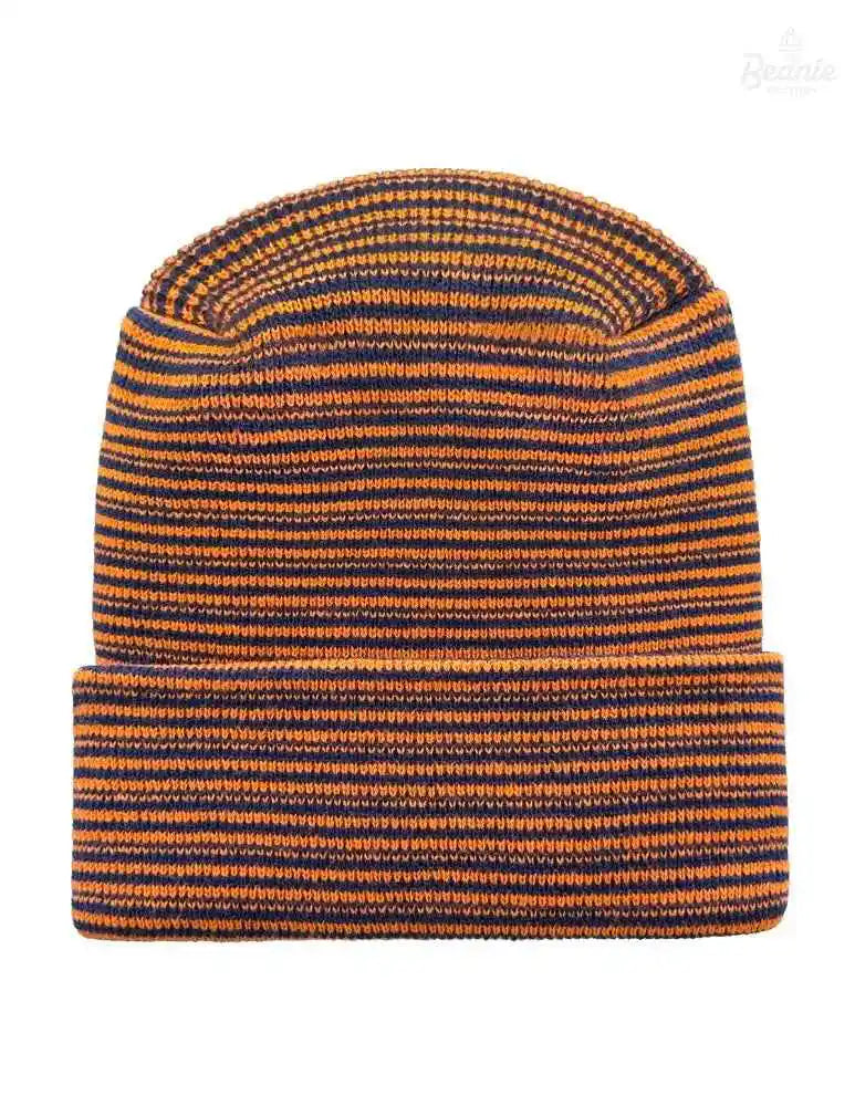 Cuffed Beanie - Circular knit  Winter Hat - H-Stitch - Contrast - Blue / Orange The Beanie Factory Custom, Personlize 