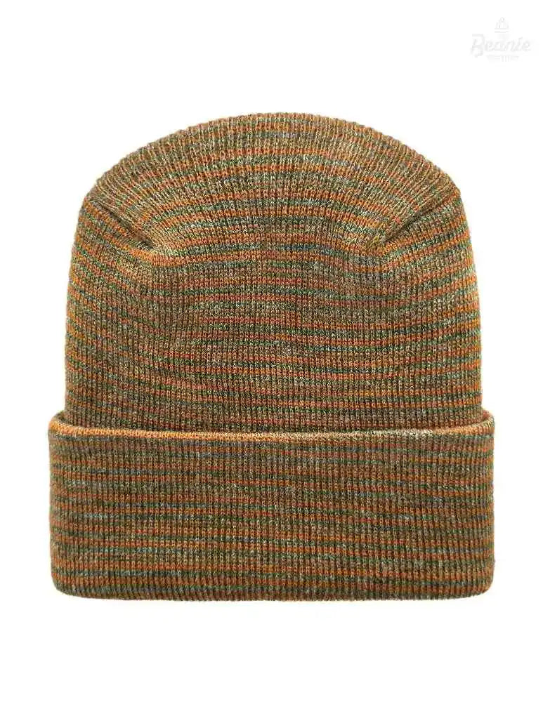 Cuffed Beanie - Circular knit  Winter Hat - H-Stitch - Contrast - Brown / Green The Beanie Factory Custom, Personlize 