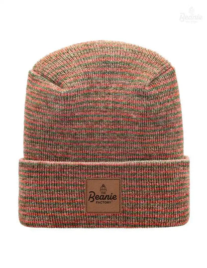 Cuffed Beanie - Circular knit  Winter Hat - H-Stitch - Contrast - Burgundy / Green The Beanie Factory Custom, Personlize 
