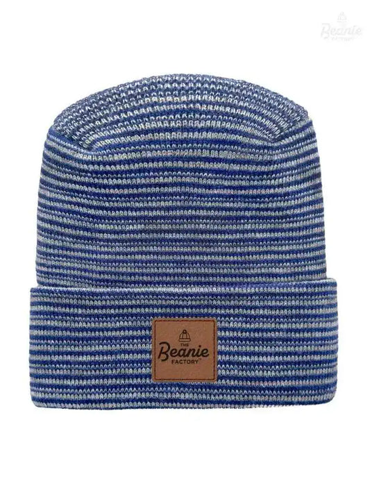 Cuffed Beanie - Circular knit  Winter Hat - H-Stitch - Contrast - Gray / Blue The Beanie Factory Custom, Personlize 