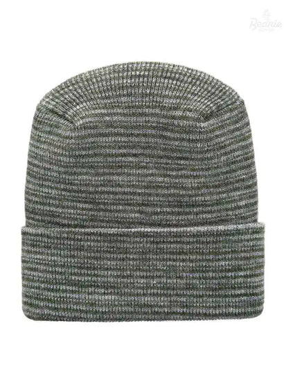 Cuffed Beanie - Circular knit  Winter Hat - H-Stitch - Contrast - Gray / Green The Beanie Factory Custom, Personlize 