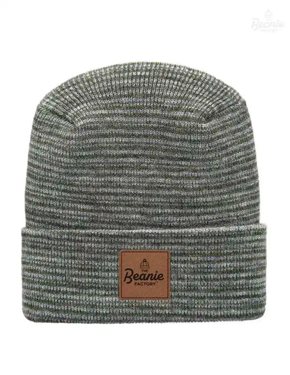Cuffed Beanie - Circular knit  Winter Hat - H-Stitch - Contrast - Gray / Green The Beanie Factory Custom, Personlize 