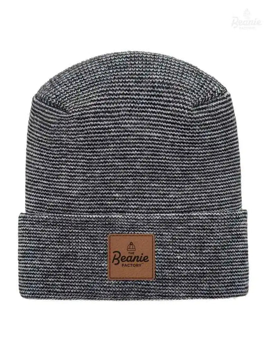 Cuffed Beanie - Circular knit  Winter Hat - H-Stitch - Fusion - Black / Gray The Beanie Factory Custom, Personlize 