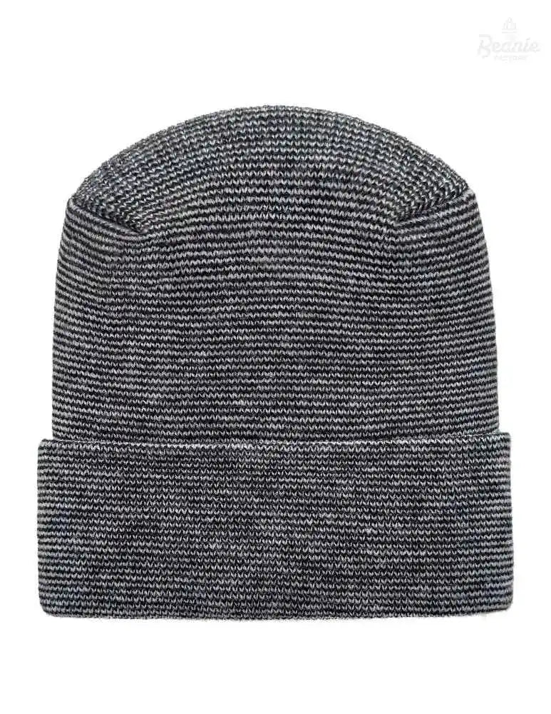 Cuffed Beanie - Circular knit  Winter Hat - H-Stitch - Fusion - Black / Gray The Beanie Factory Custom, Personlize 