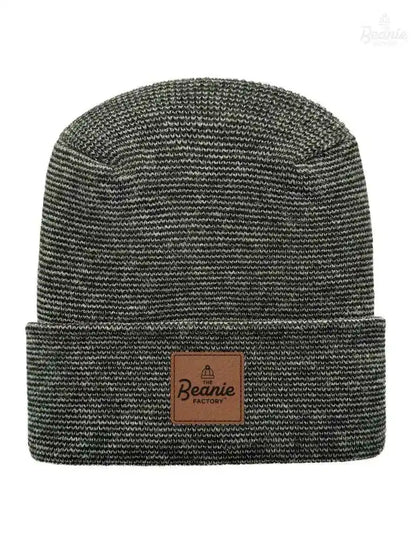 Cuffed Beanie - Circular knit  Winter Hat - H-Stitch - Fusion - Black / Green The Beanie Factory Custom, Personlize 