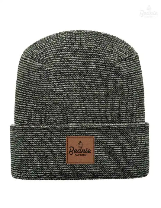 Cuffed Beanie - Circular knit  Winter Hat - H-Stitch - Fusion - Black / Green The Beanie Factory Custom, Personlize 