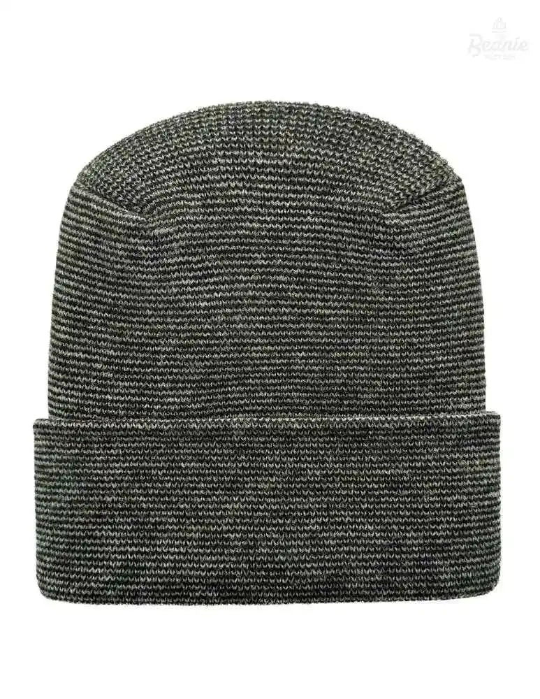 Cuffed Beanie - Circular knit  Winter Hat - H-Stitch - Fusion - Black / Green The Beanie Factory Custom, Personlize 