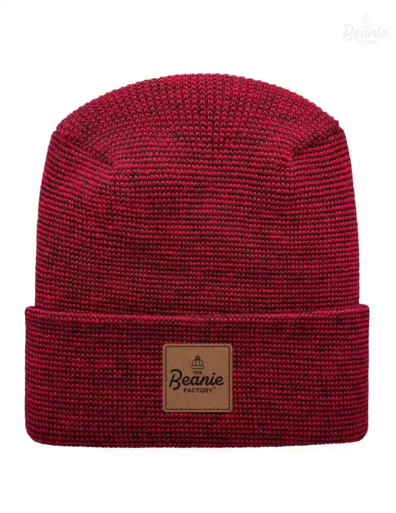 Cuffed Beanie - Circular knit  Winter Hat - H-Stitch - Fusion - Black / Red The Beanie Factory Custom, Personlize 