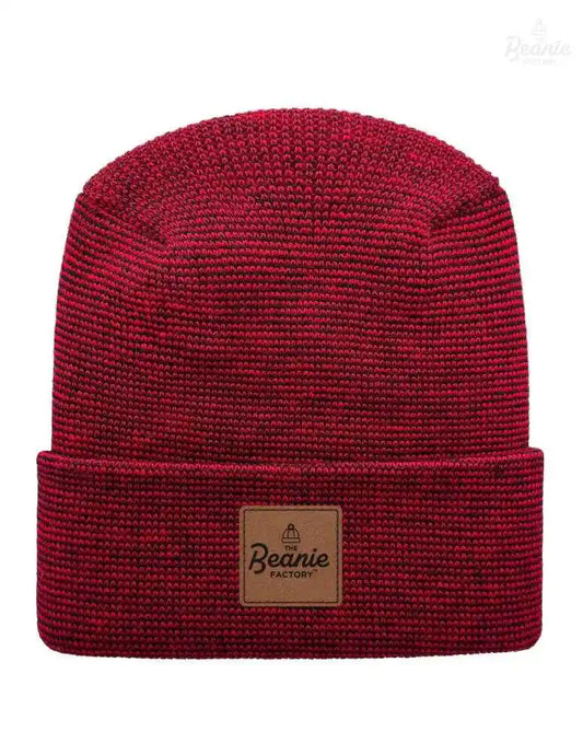Cuffed Beanie - Circular knit  Winter Hat - H-Stitch - Fusion - Black / Red The Beanie Factory Custom, Personlize 