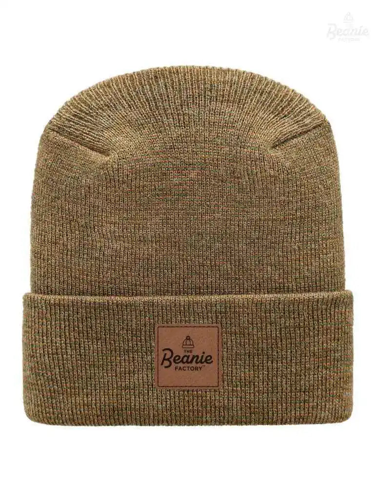 Cuffed Beanie - Circular knit  Winter Hat - H-Stitch - Fusion - Brown / Green The Beanie Factory Custom, Personlize 