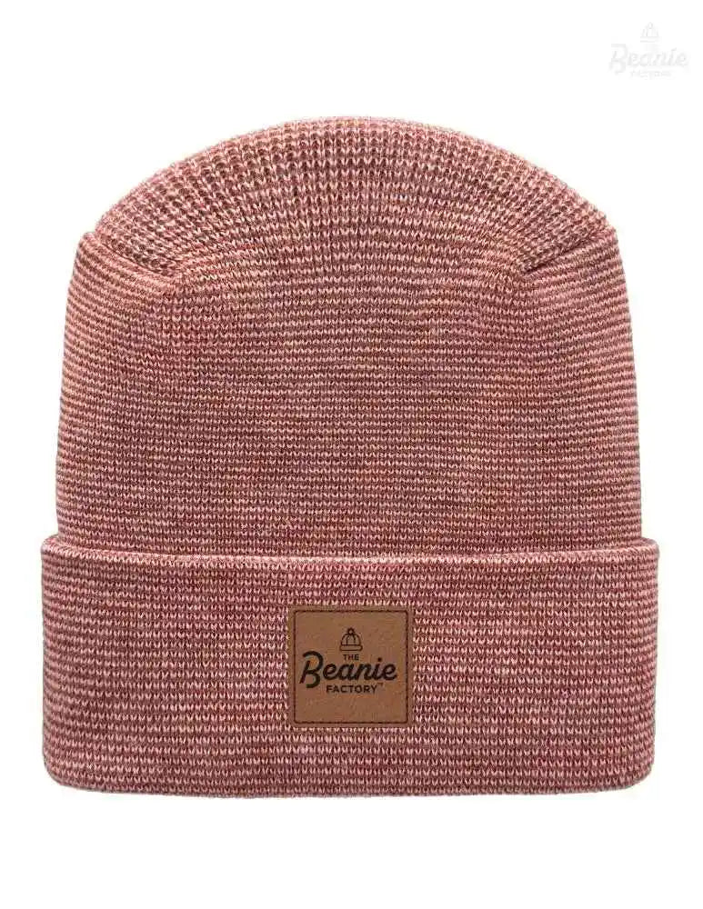 Cuffed Beanie - Circular knit  Winter Hat - H-Stitch - Fusion - Burgundy / Pink The Beanie Factory Custom, Personlize 