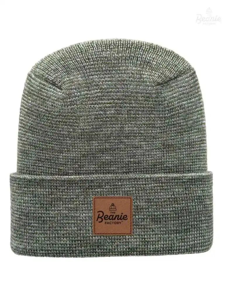 Cuffed Beanie - Circular knit  Winter Hat - H-Stitch - Fusion - Gray / Green The Beanie Factory Custom, Personlize 