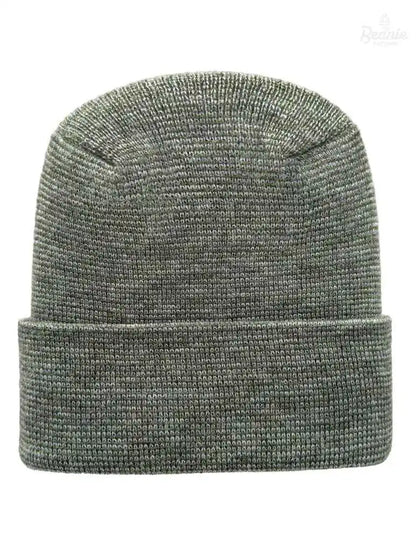 Cuffed Beanie - Circular knit  Winter Hat - H-Stitch - Fusion - Gray / Green The Beanie Factory Custom, Personlize 