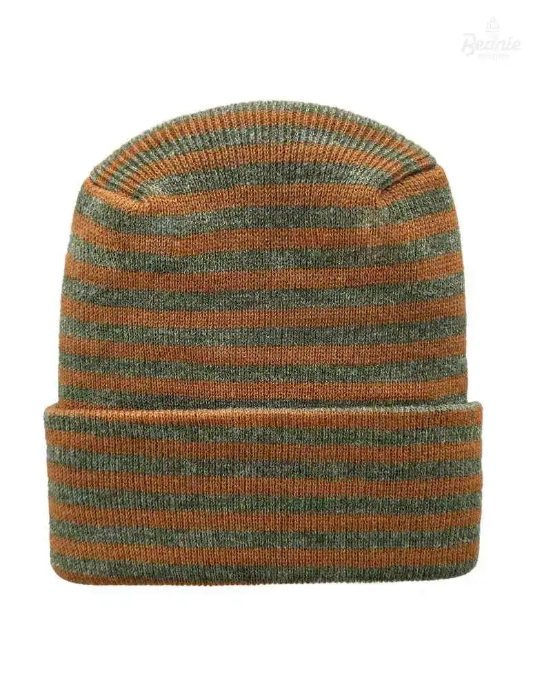 Cuffed Beanie - Circular knit  Winter Hat - H-Stitch - Roro - Brown / Green The Beanie Factory Custom, Personlize 