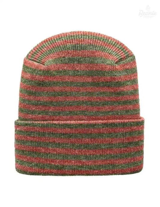Cuffed Beanie - Circular knit  Winter Hat - H-Stitch - Roro - Burgundy / Green The Beanie Factory Custom, Personlize 