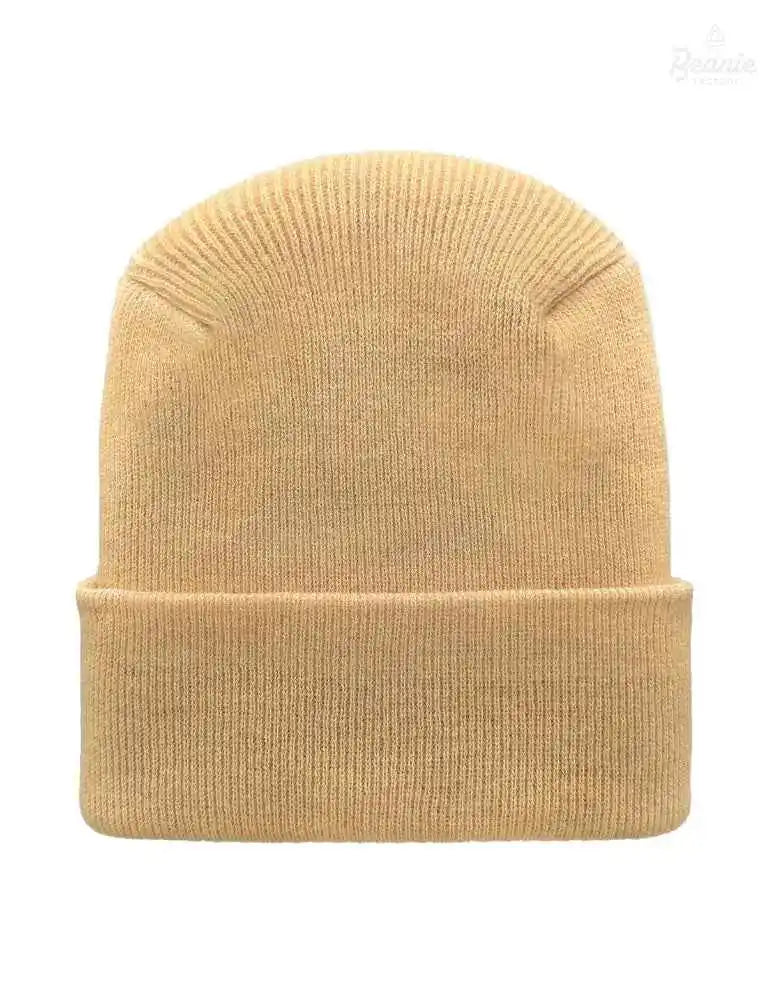 Cuffed Beanie - Circular knit  Winter Hat - H-Stitch - Solid - Beige The Beanie Factory Custom, Personlize 