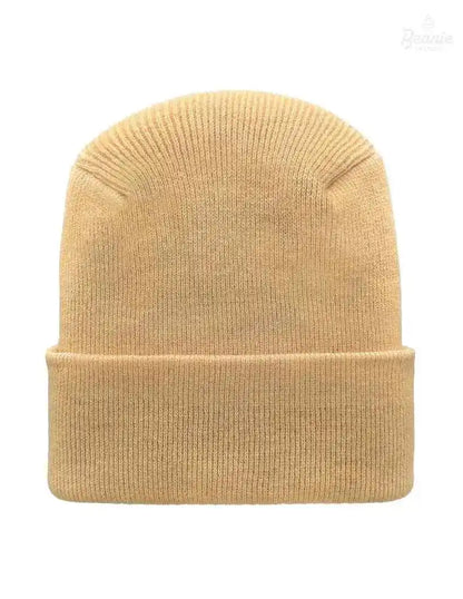 Cuffed Beanie - Circular knit  Winter Hat - H-Stitch - Solid - Beige The Beanie Factory Custom, Personlize 
