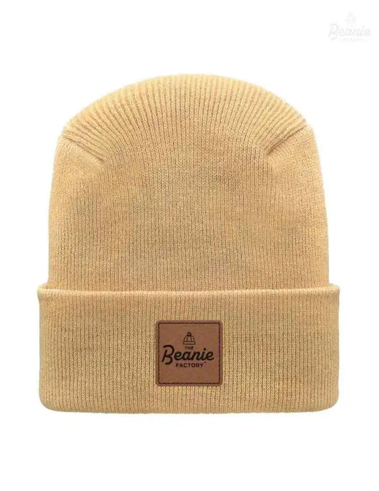 Cuffed Beanie - Circular knit  Winter Hat - H-Stitch - Solid - Beige The Beanie Factory Custom, Personlize 