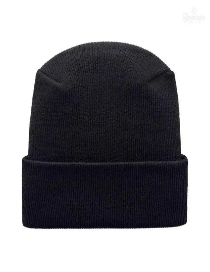 Cuffed Beanie - Circular knit  Winter Hat - H-Stitch - Solid - Black The Beanie Factory Custom, Personlize 