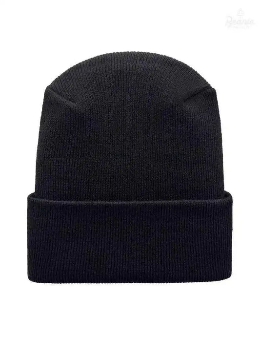 Cuffed Beanie - Circular knit  Winter Hat - H-Stitch - Solid - Black The Beanie Factory Custom, Personlize 