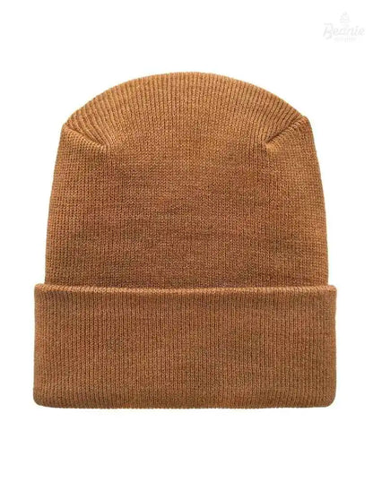 Cuffed Beanie - Circular knit  Winter Hat - H-Stitch - Solid - Brown The Beanie Factory Custom, Personlize 