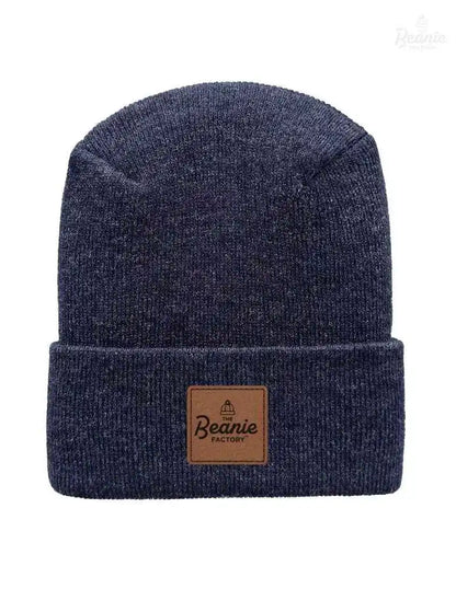 Cuffed Beanie - Circular knit  Winter Hat - H-Stitch - Solid - Denim The Beanie Factory Custom, Personlize 