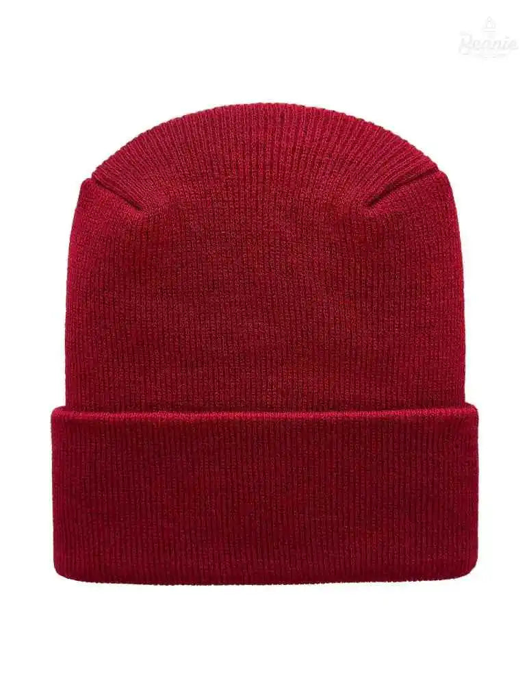 Cuffed Beanie - Circular knit  Winter Hat - H-Stitch - Solid - Maroon The Beanie Factory Custom, Personlize 
