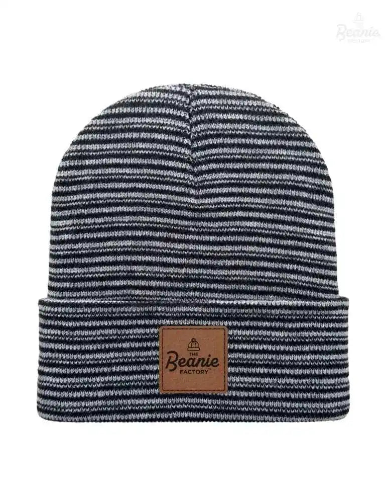 Cuffed Beanie - Circular knit  Winter Hat - Traditional - Contrast - Black / Gray The Beanie Factory Custom, Personlize 