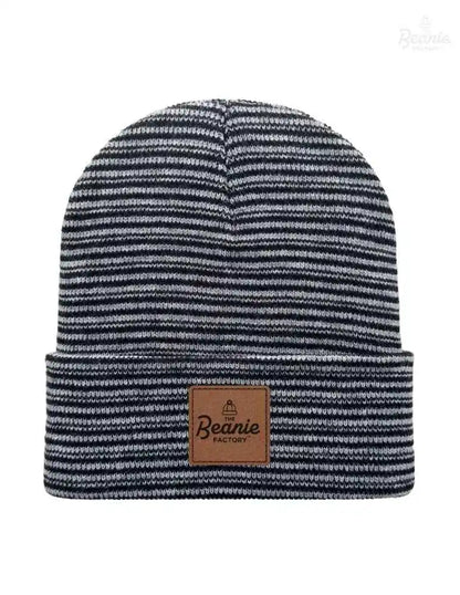 Cuffed Beanie - Circular knit  Winter Hat - Traditional - Contrast - Black / Gray The Beanie Factory Custom, Personlize 